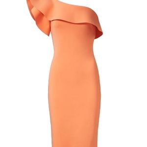 Chiara Boni orange one shoulder ruffle dress 52